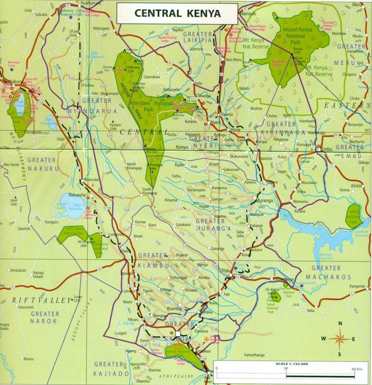mapa ng gitnang Kenya