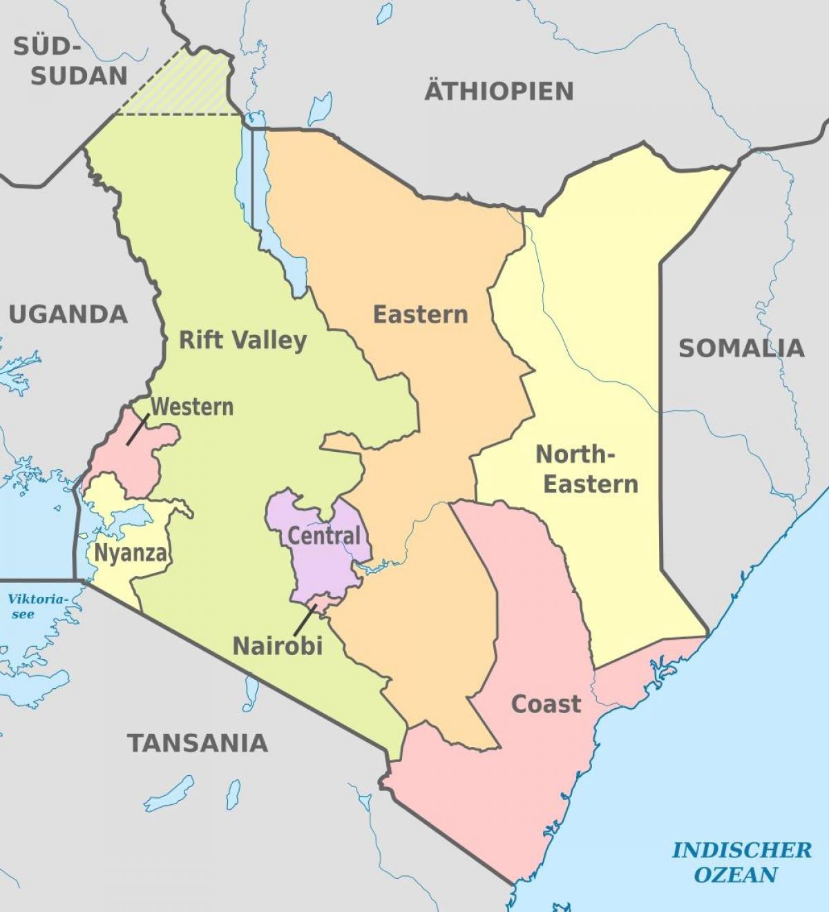 Kenya administrative mapa