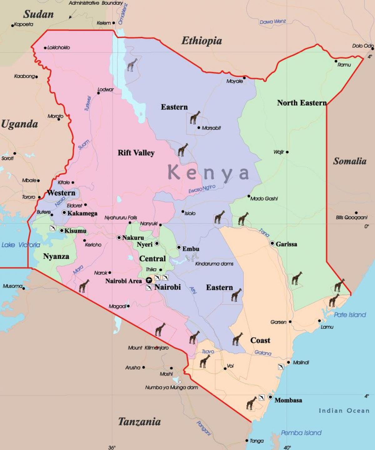 mapa ng Kenya wika