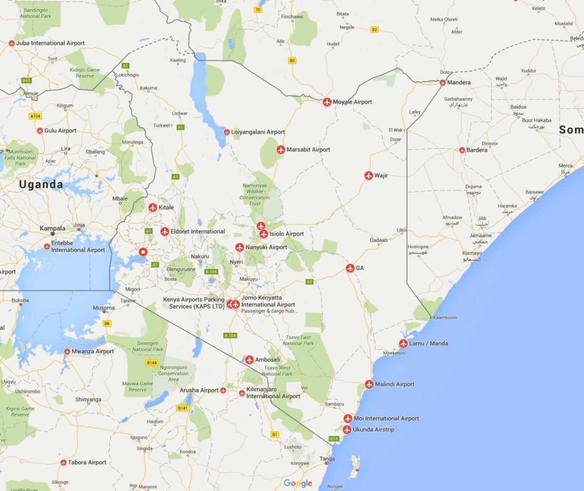 mapa ng mga paliparan sa Kenya