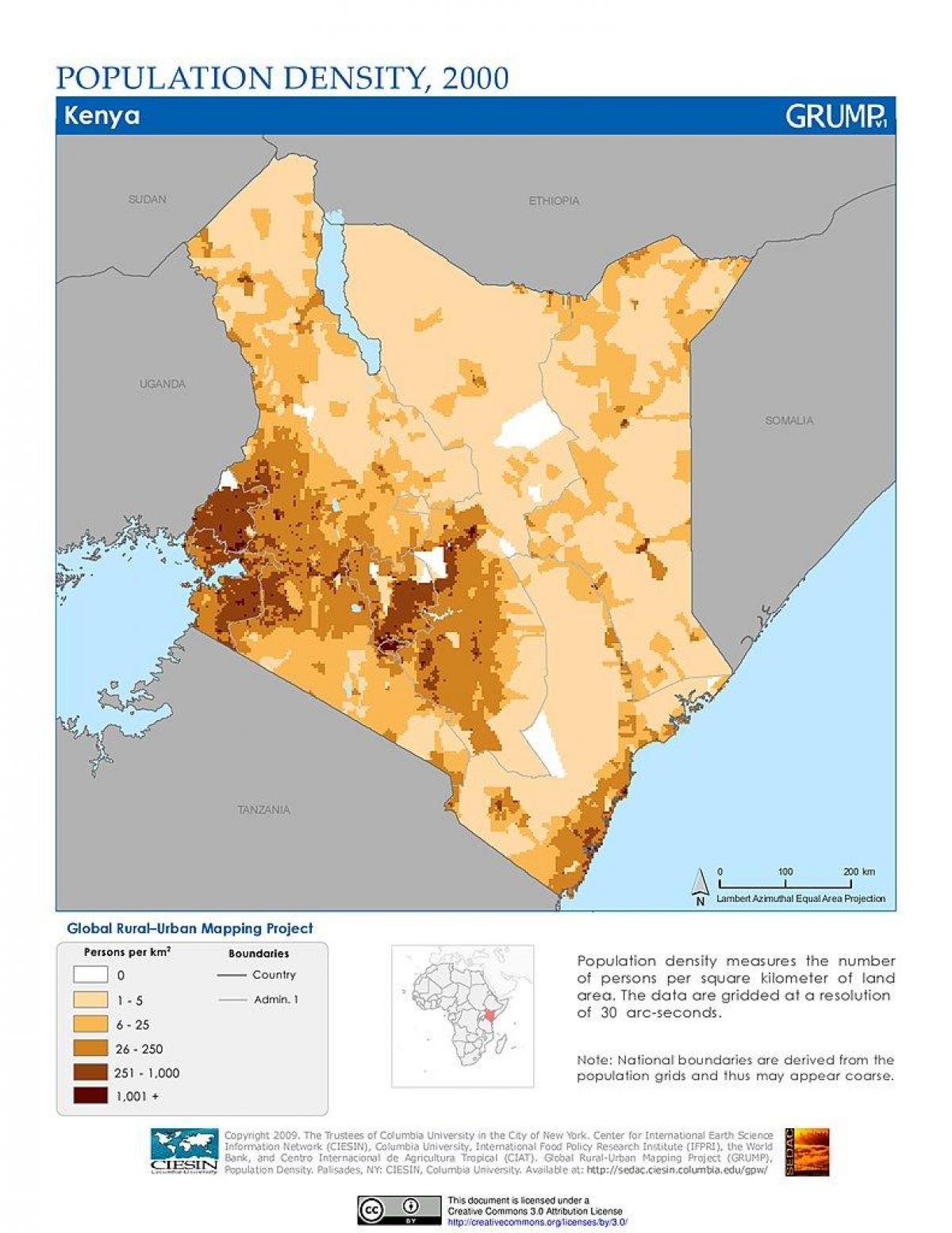 Kenya populasyon density mapa
