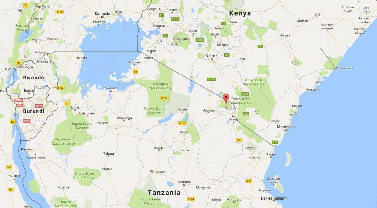 mapa ng mundo na nagpapakita ng Kenya
