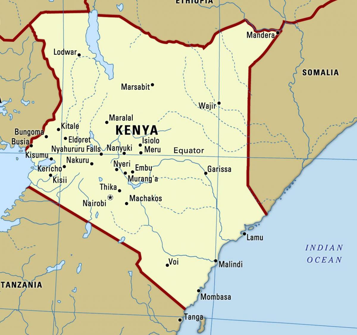 mapa ng Kenya sa mga lungsod
