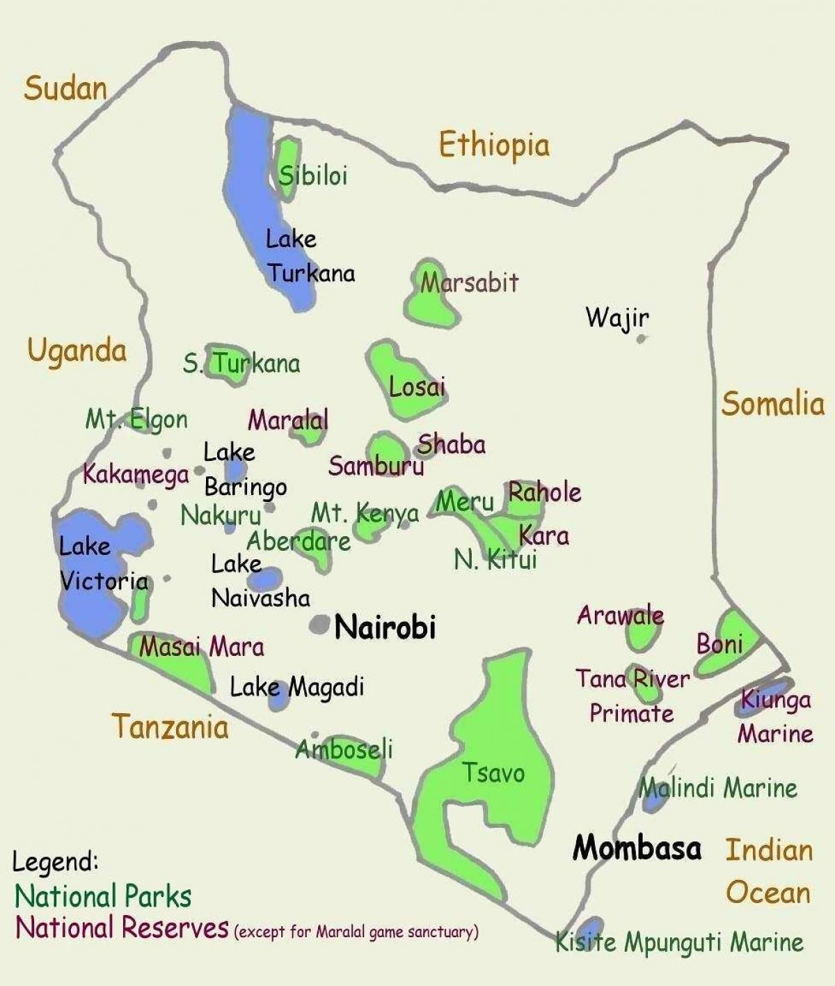 mapa ng lawa sa Kenya