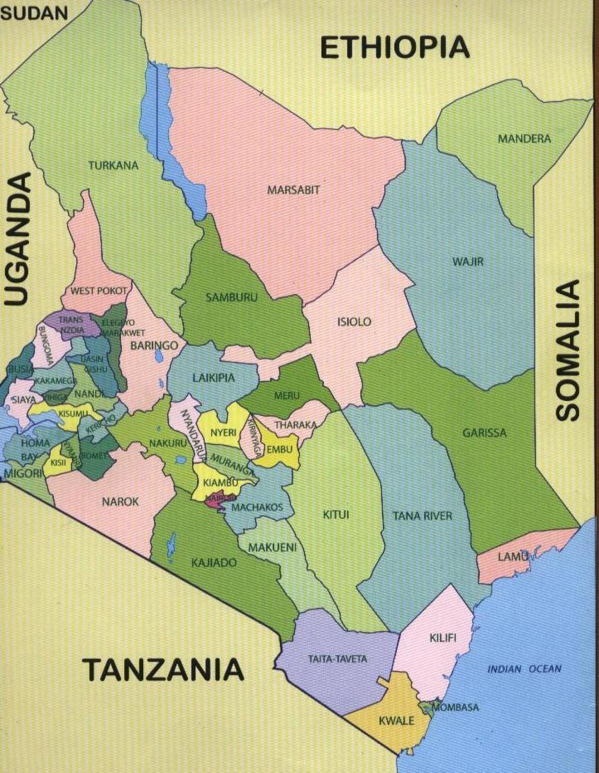 ang mga county ng Kenya mapa
