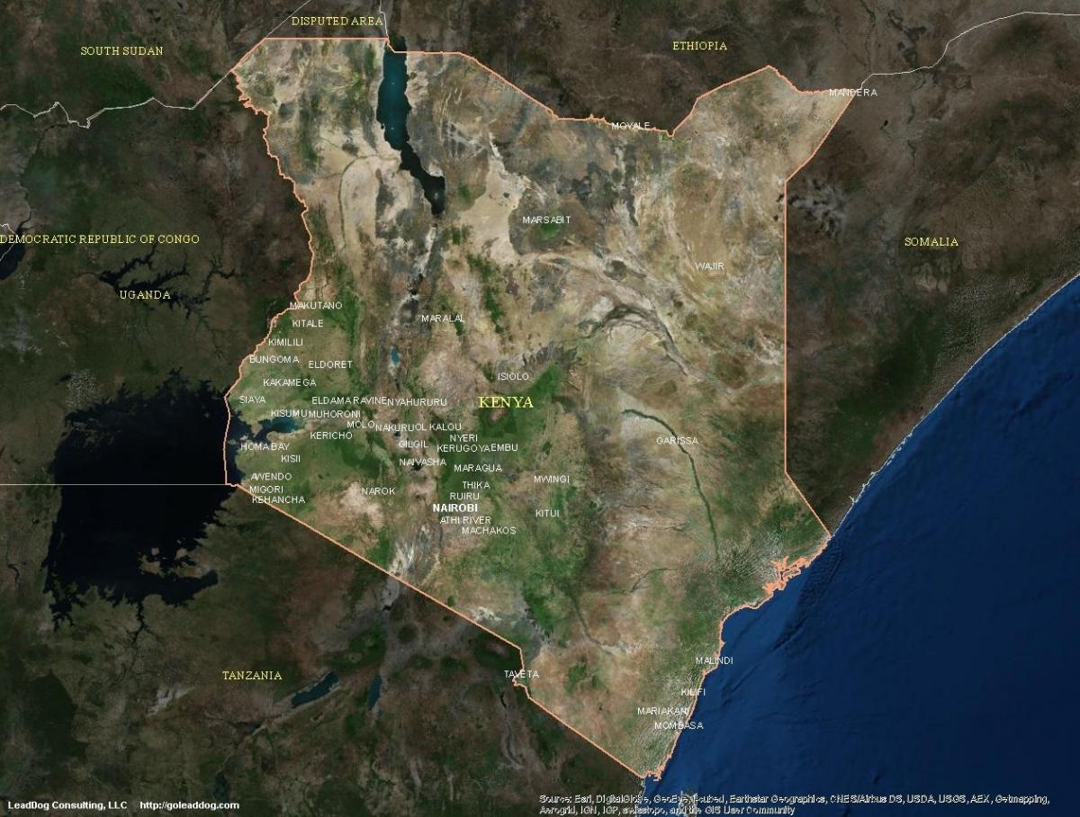 mapa ng satellite mapa ng Kenya