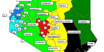 Mapa ng 47 mga county sa Kenya 