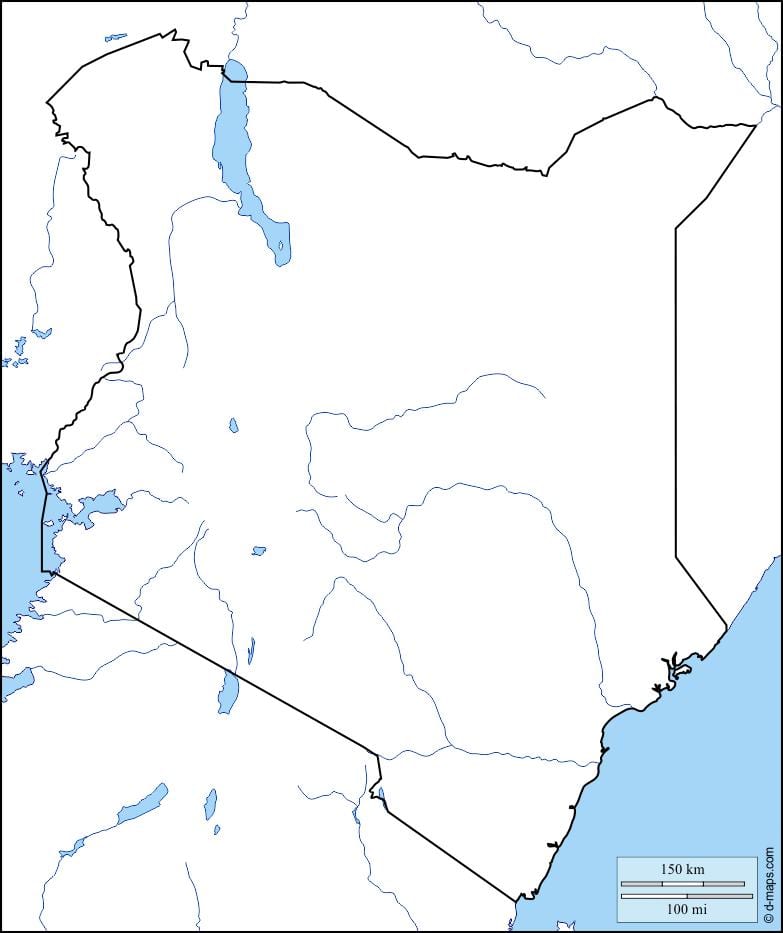 mapa ng blangkong mapa ng Kenya