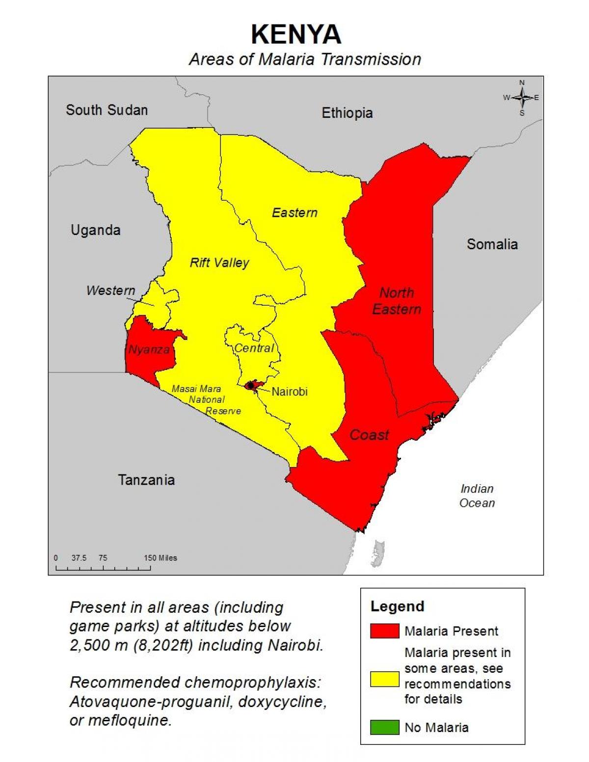 mapa ng Kenya malarya