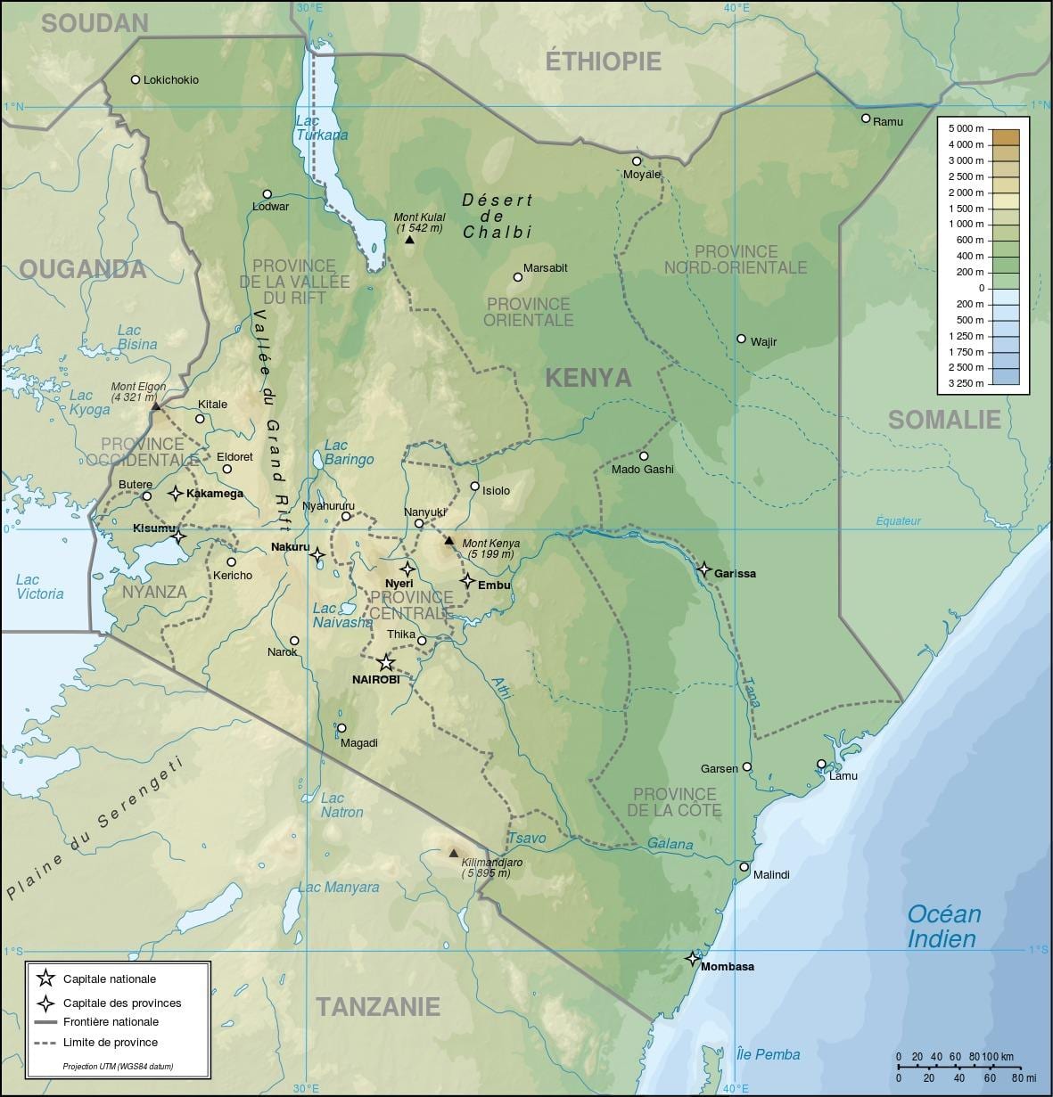 Kenya relief map