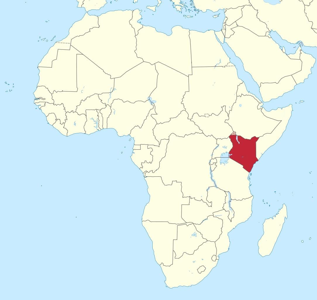 mapa ng africa sa Kenya na naka-highlight