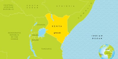 Mapa ng Kenya at mga nakapaligid na mga bansa