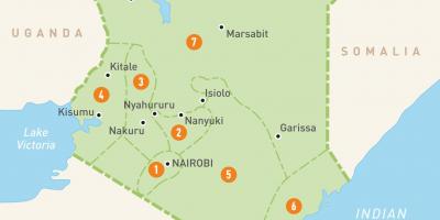 Mapa ng Kenya ng pagpapakita ng mga lalawigan