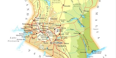 Kenya pisikal na mga tampok ng mapa